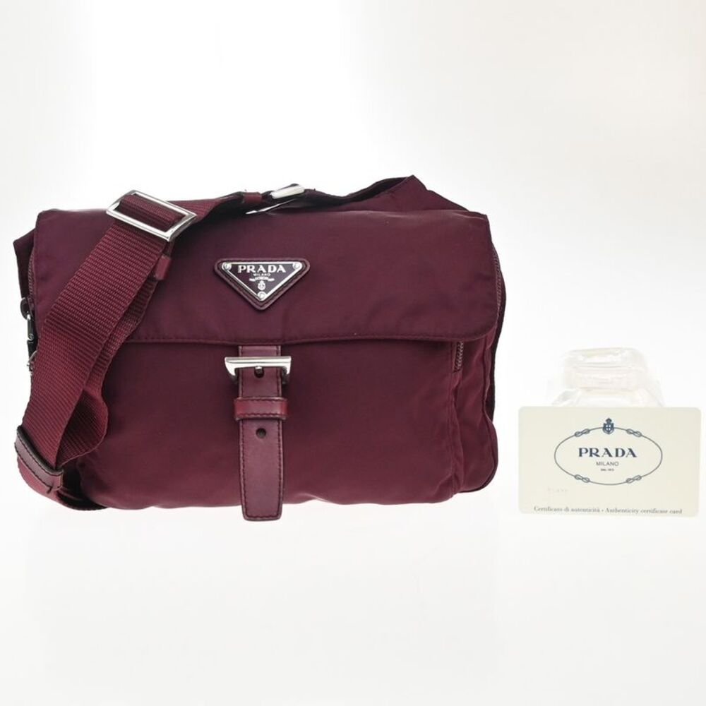 Prada Messenger Saffiano Leather Red Nylon Handbag